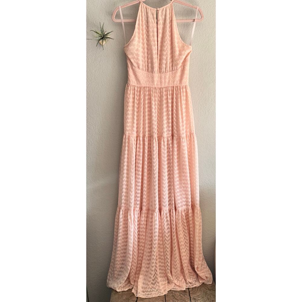 L'Agence Boho Feminine Summer| Romantic Soft‎ PinkTiered Maxi Dress-High Neck